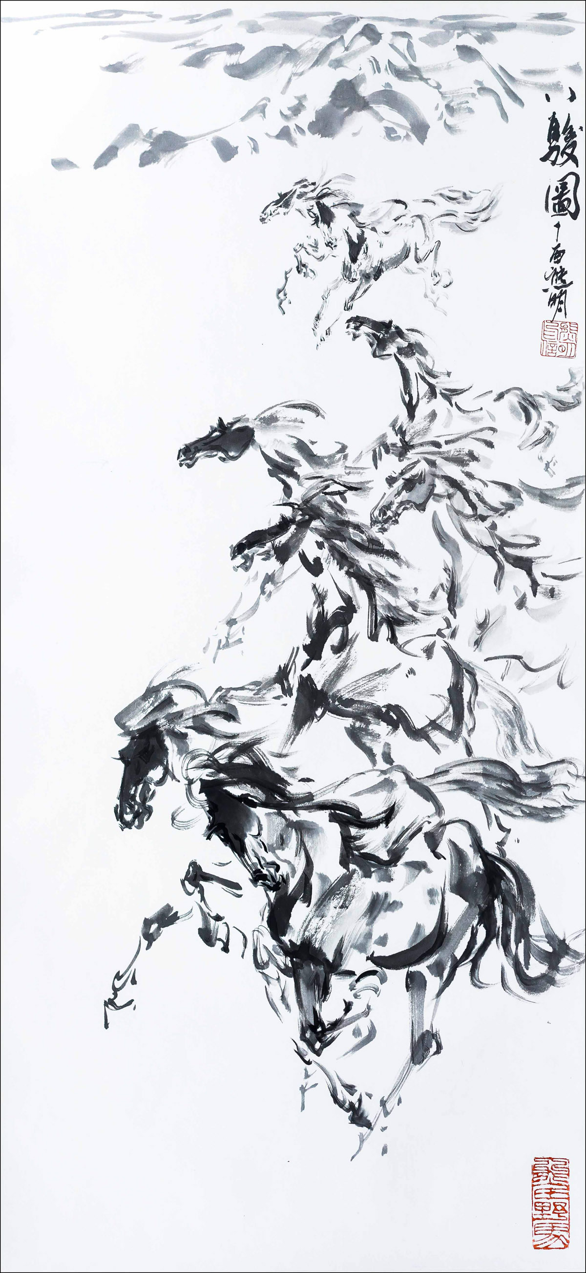 八骏图-卢浮宫画家熊明作品赏析